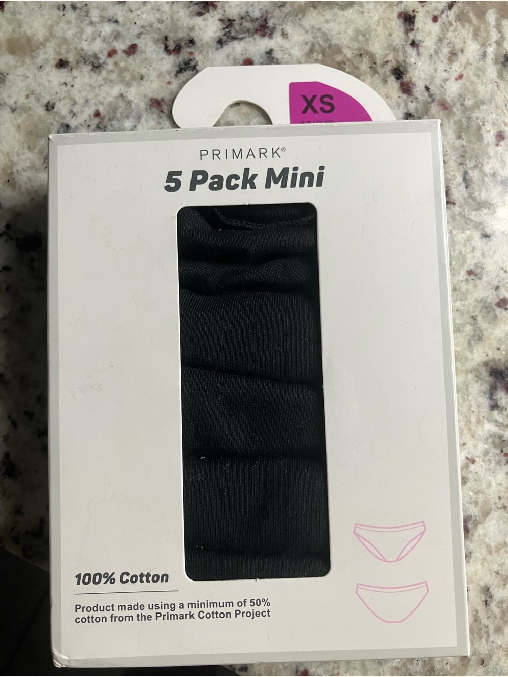 Primark 5 Pack Mini Black Cotton Panties - XS